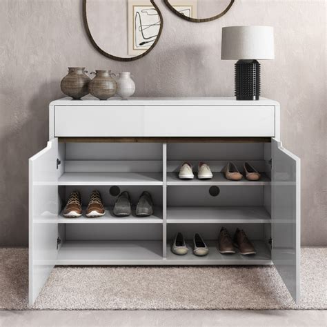 White Gloss Shoe Cabinet 